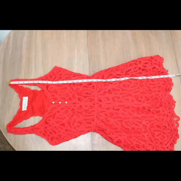 Abercrombie & Fitch Red Lace Button Front Dress - Picture 7 of 7